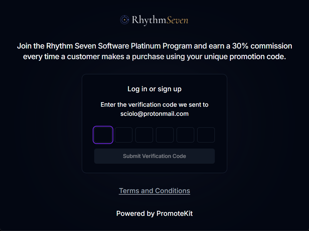 Entering the six-digit verification code sent by email