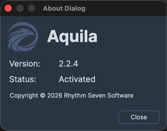 The About dialog open.