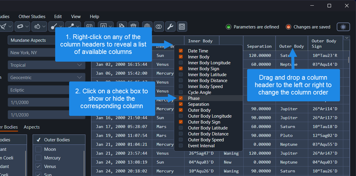 Customizing the Events Data Grid