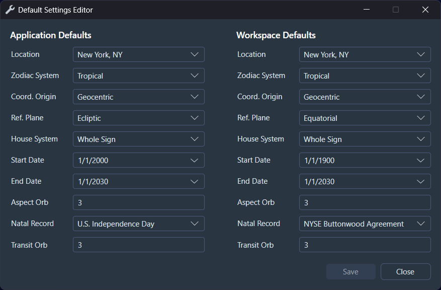 Default Settings Editor