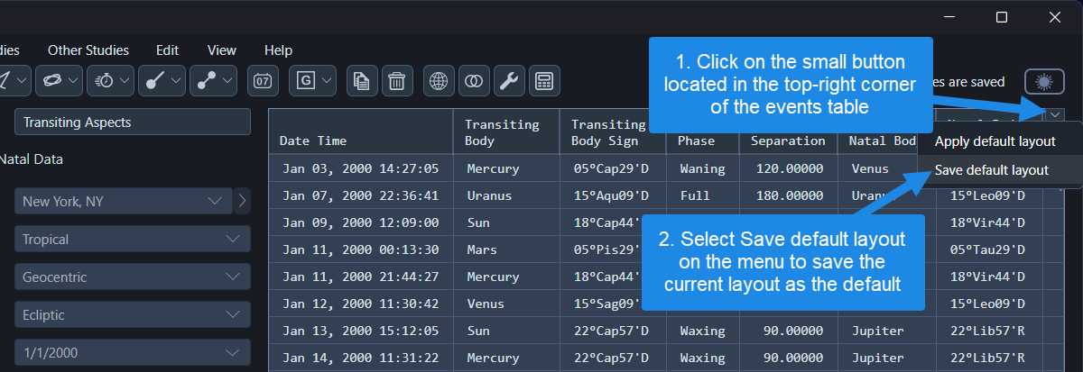 Saving the a layout as the default