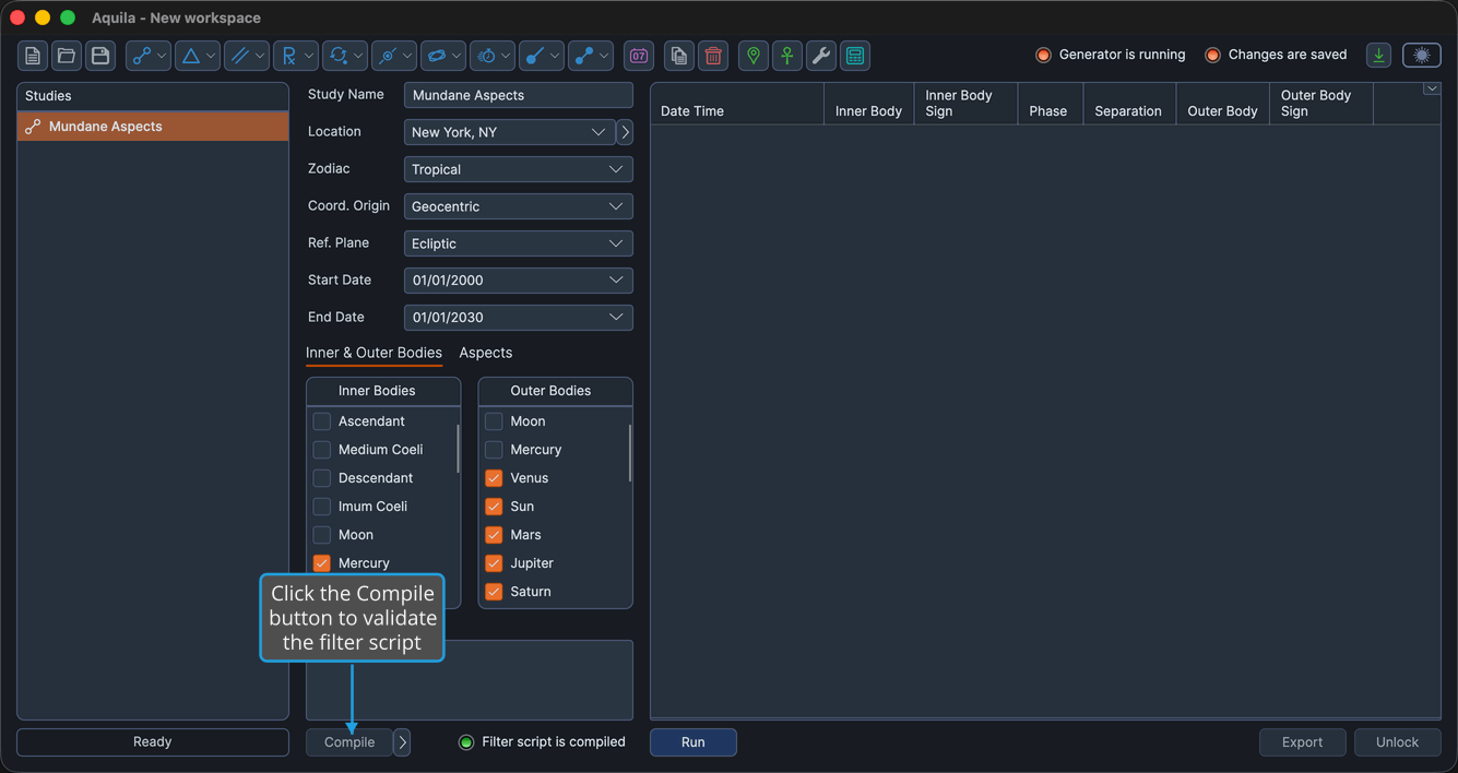 The Event Filter Editor with an expression entered.