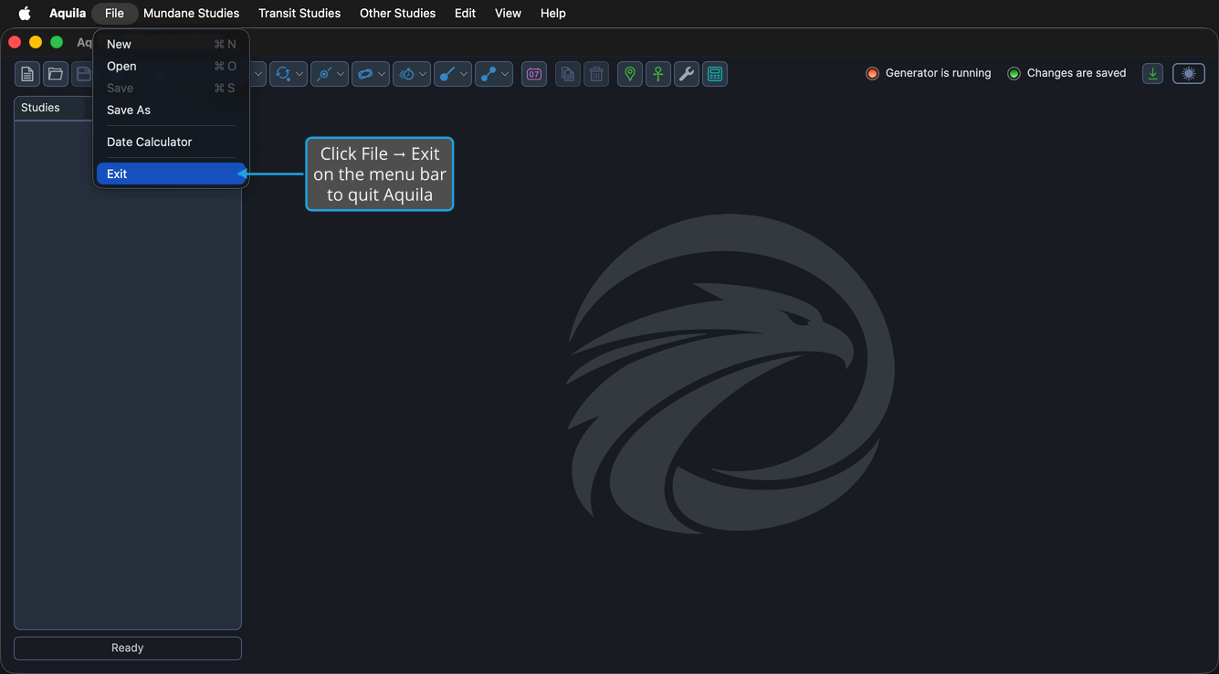 The File menu open, with the Exit command visible.