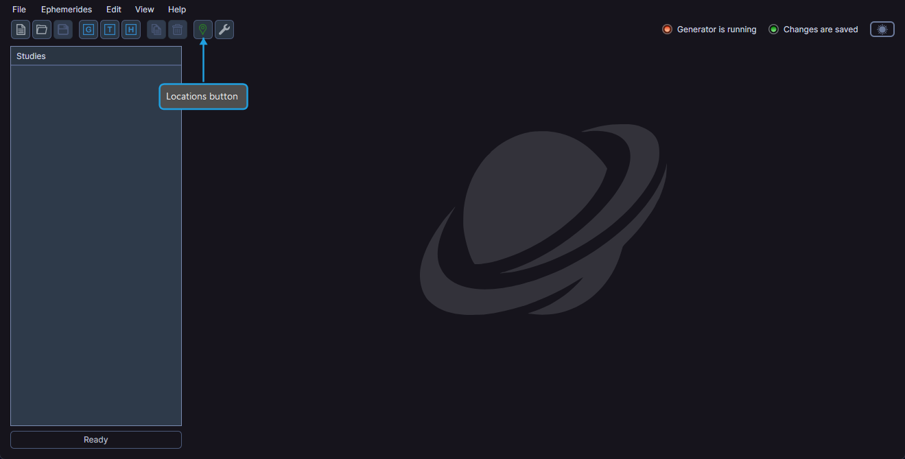 Toolbar with the Locations button highlighted