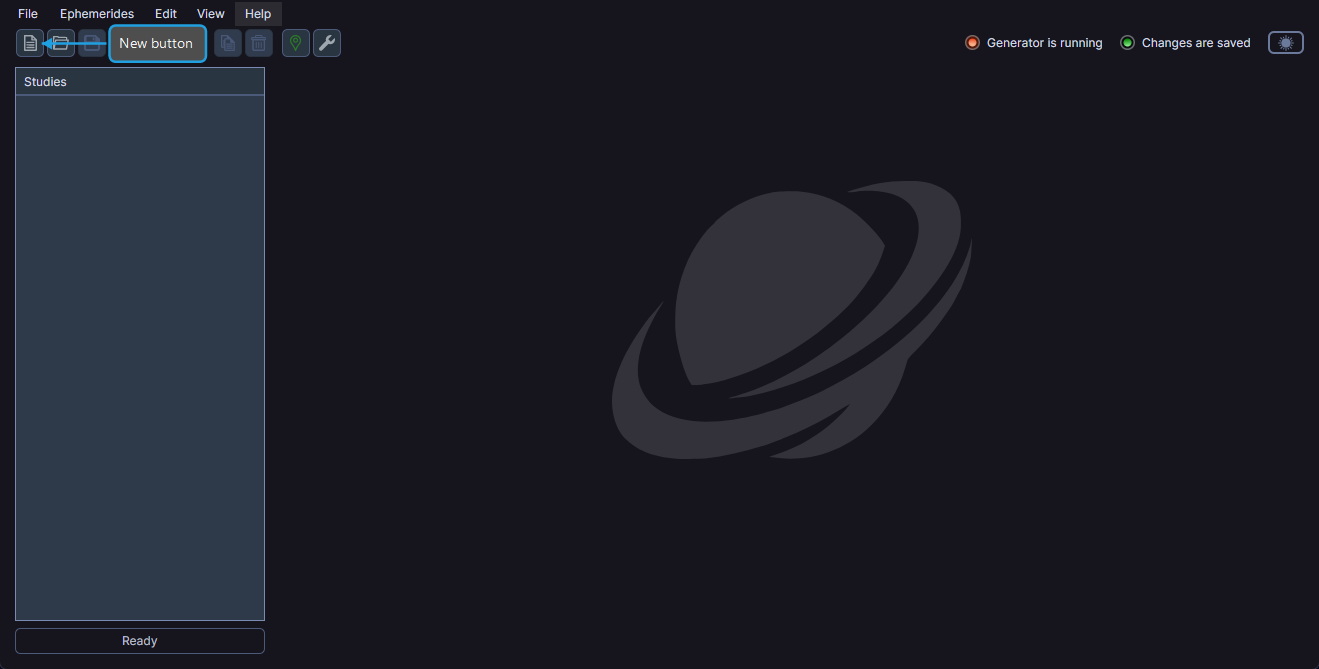Toolbar with the New button highlighted