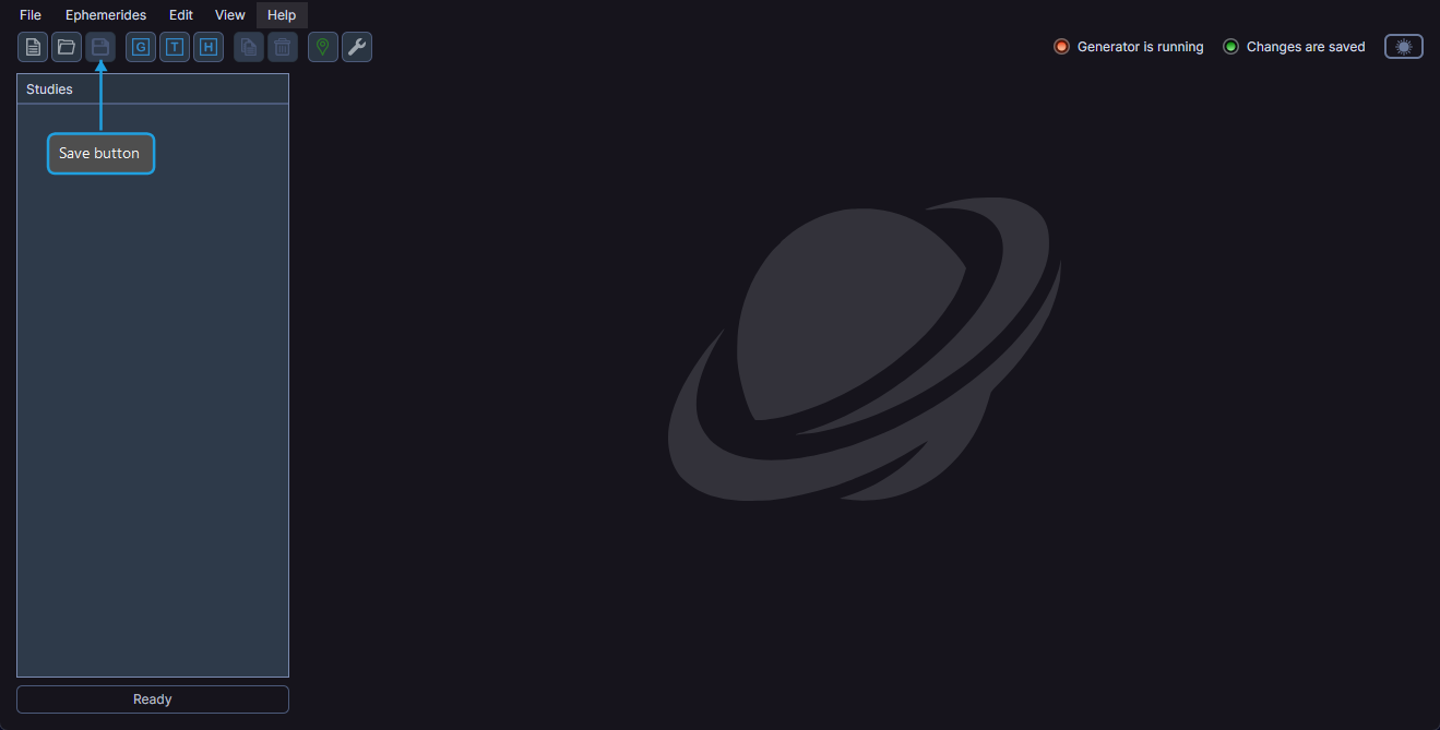 Toolbar with the Save button highlighted