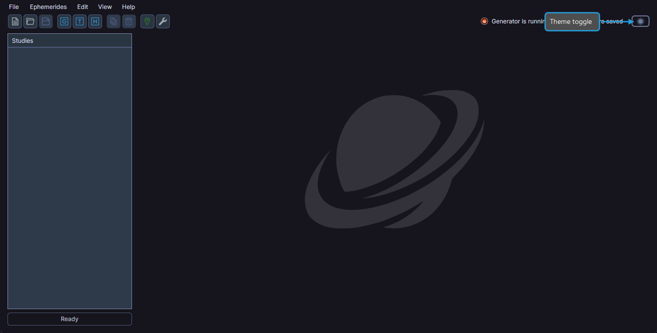 Toolbar showing the theme toggle switch