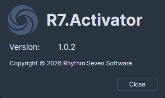 About dialog showing application name, icon, version number, and copyright notice