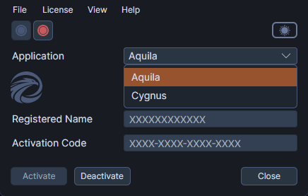 Switching between products using the Application dropdown