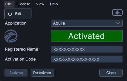 Closing the application using the File menu
